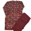Ladies Stitched Two Piece Linen Trouser Suit | Maroon