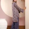 Ladies Stitched Two Piece Linen Trouser Suit | Maroon - Image 5
