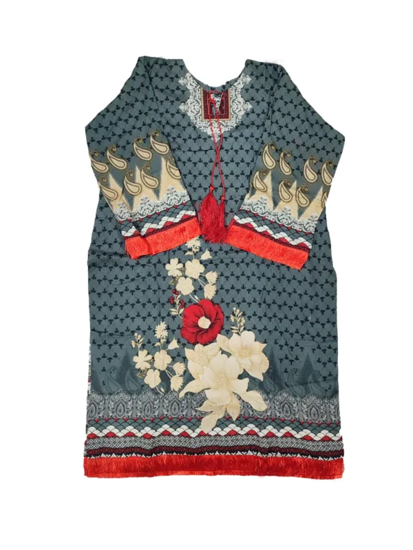 Grey Printed Linen Casual Kurti