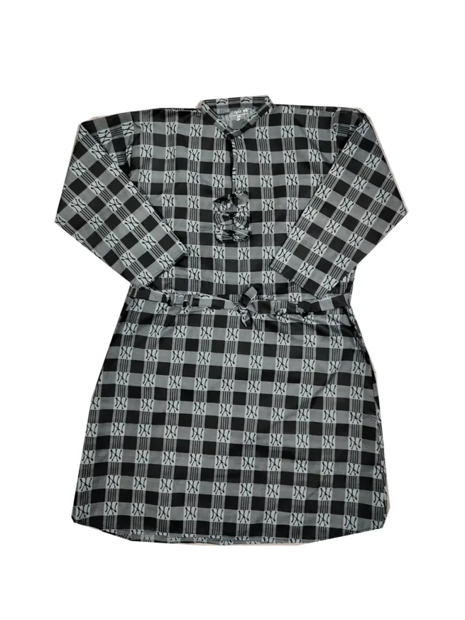 Womens Grey Checked Shirt Dress | Tie Belt