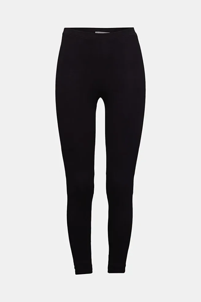 Womens Black Lycra Jersey Stretchy Leggings Elasticated Waist