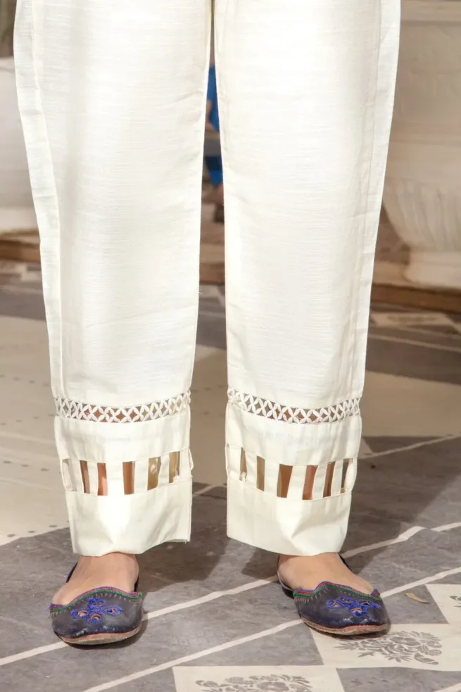 Ittehad Designer Ladies White Khaddar Winter Trouser
