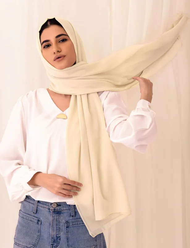 Premium Georgette Chiffon Hijab in Cream