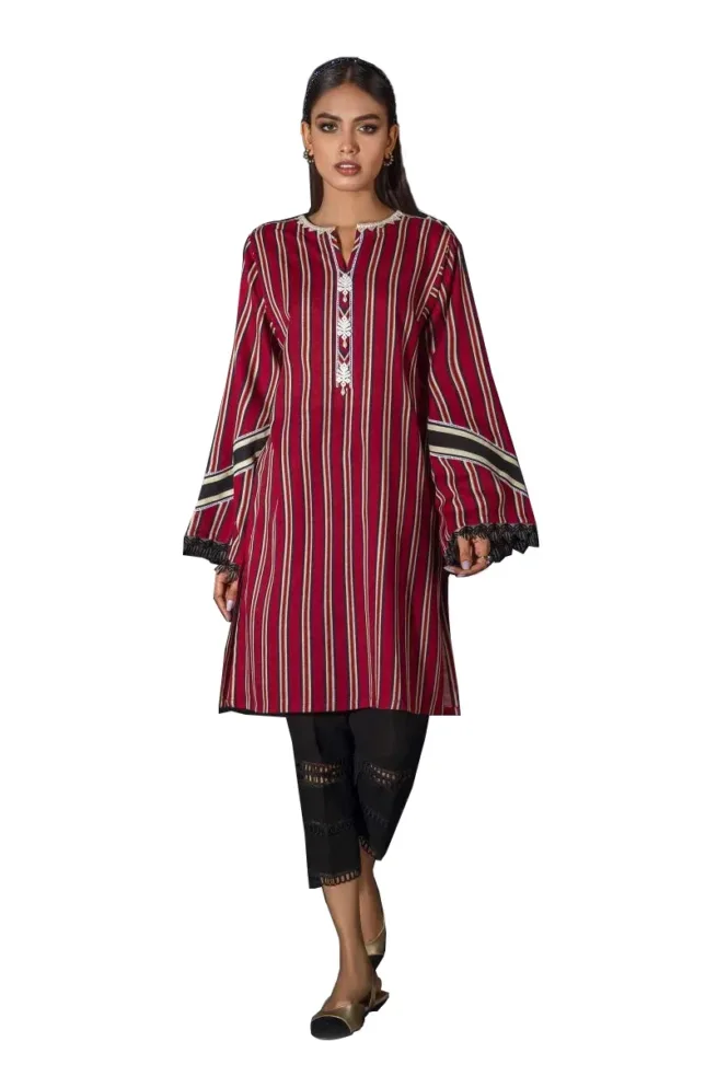 SANA SAFINAZ Pakistani Ladies Red Stitched Khaddar Kurta