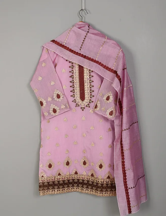 Lilac Embroidered Kurta & Dupatta Co ord Set