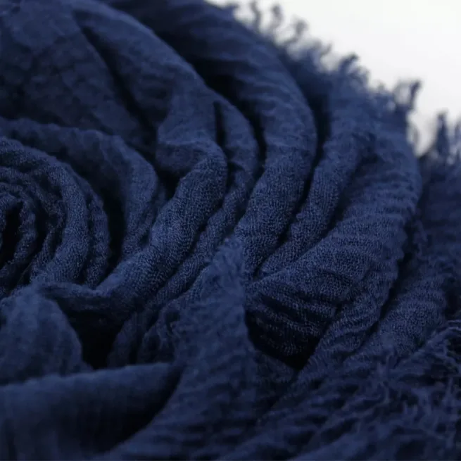 Navy Blue Crinkle Hijab