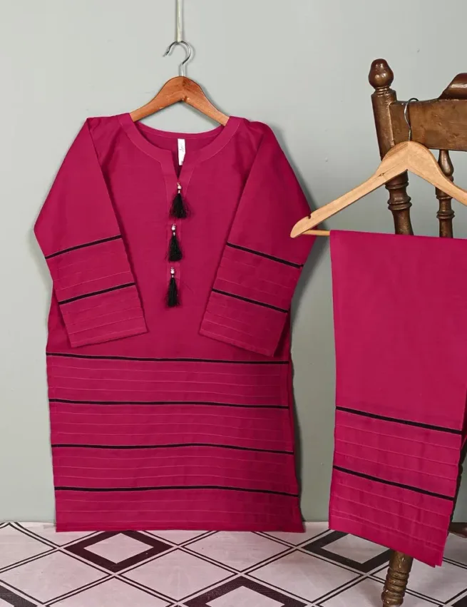 Fuschia Cotton 2 Piece Suit