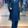 Mirror Work Khadi Net Suit