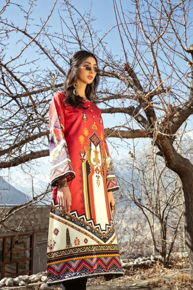 Multicolour Printed Cotton Satin Kurti