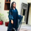 Mirror Work Khadi Net Suit - Image 3