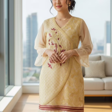 Frill Party Wear Embroidered Organza Kurta