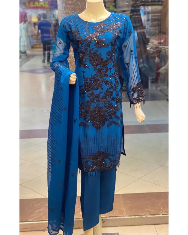 Royal Blue Organza Salwar Kameez