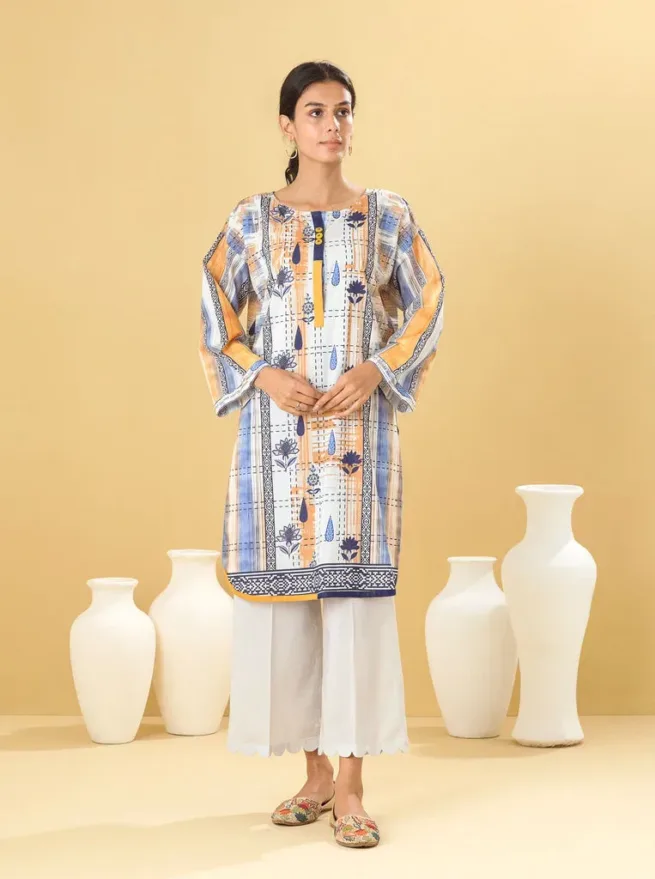 Neutral Printed Lawn Kurti
