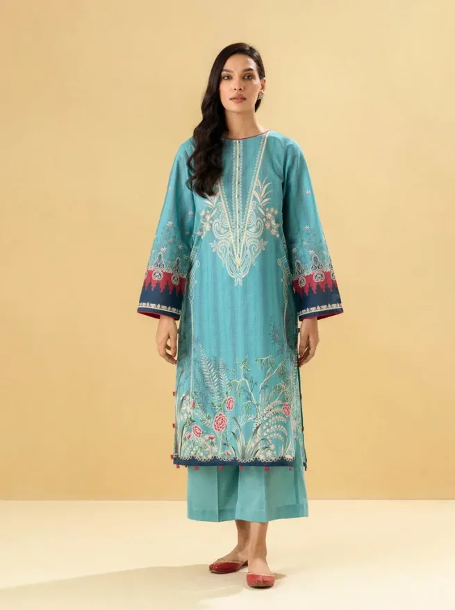 Sky Blue Printed Lawn Kurti