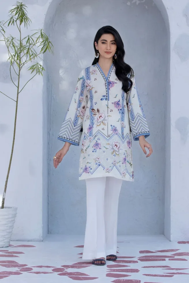 White Floral Sapphire Lawn Kurti