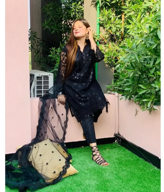 Black Net 3 Piece Suit