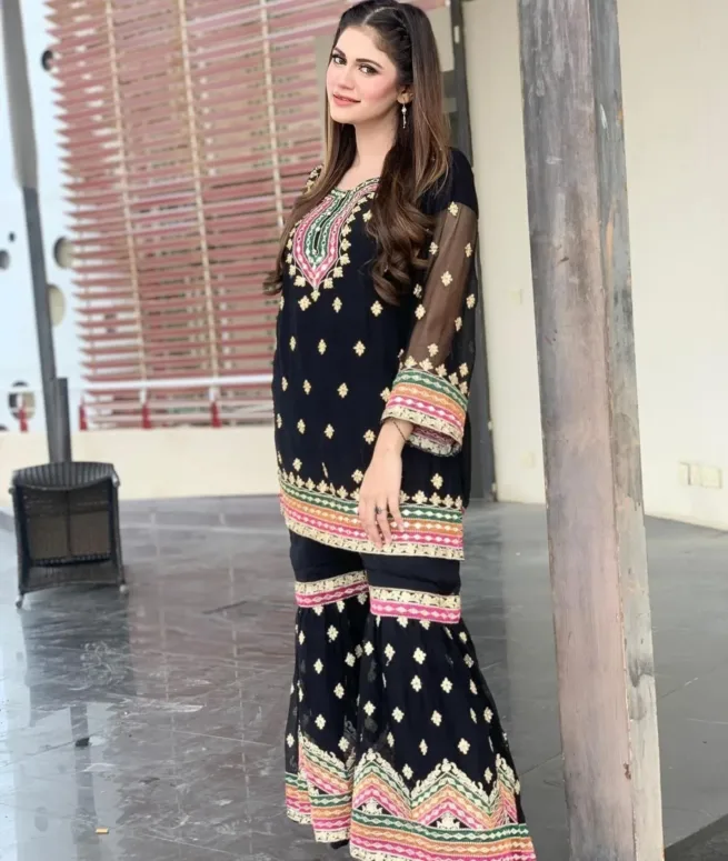 Three Piece Sharara Wedding Outfit