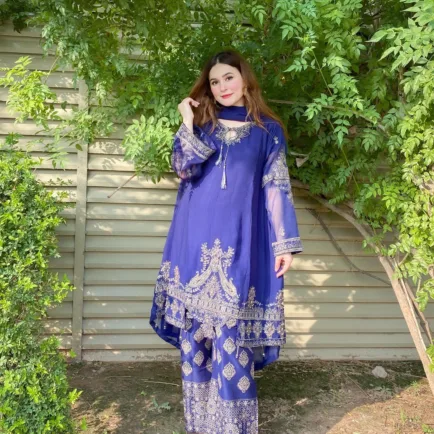 Pakistani Jacket Style 3 Piece Pallazo Dress