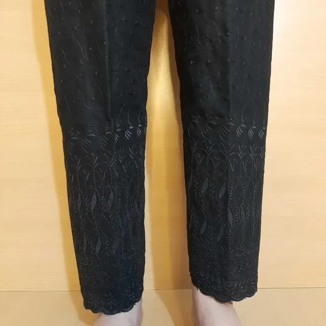 Chikankari Black Cotton Trouser