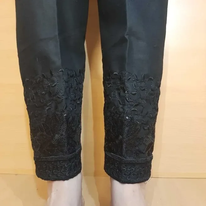 Sequin Embroidered Cotton Trouser