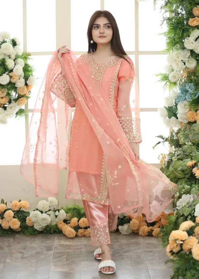 Pastel Pink Organza Suit