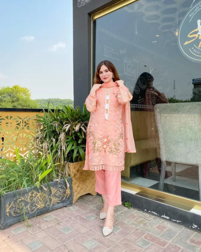 Pink Embroidered Cotton Suit