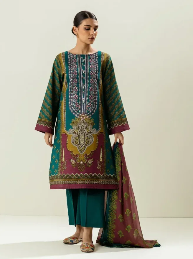 Turquoise Khaddar Salwar Kameez
