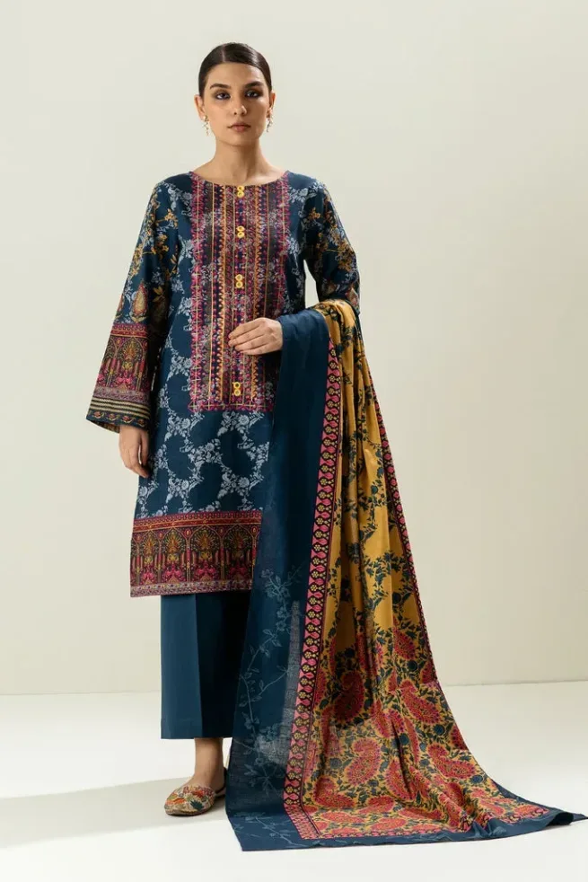 Navy Blue Embroidered Suit