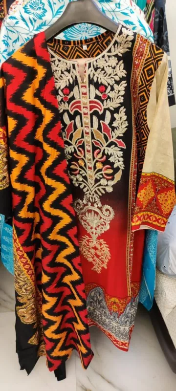 Premium Linen Three Piece Embroidered Salwar Suit