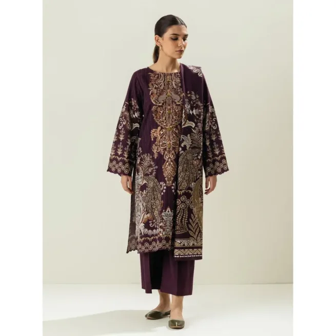 Plum Khaddar 3 Piece Suit
