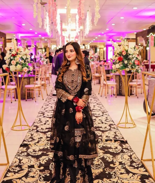 Black Fancy Embroidered Sharara Suit