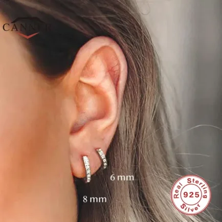 Alternative view of 925 Sterling Silver Hoop Earrings for Women Round Circle Zircon