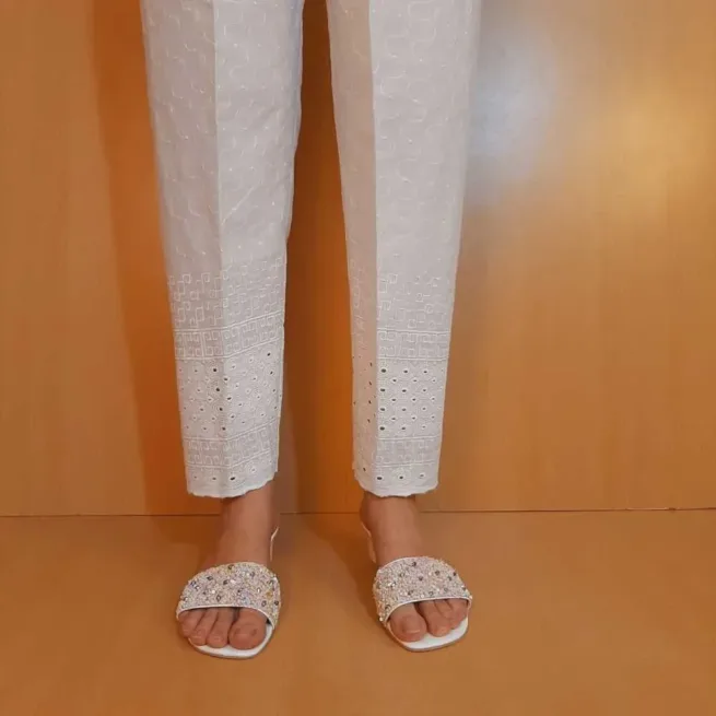 Chikankari White Trouser