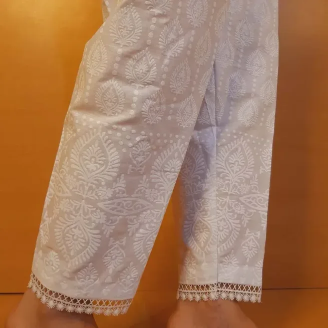 Capri Embossed Cotton Trouser