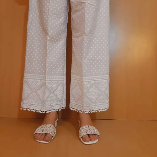 Embossed Cotton Pallazo Pants