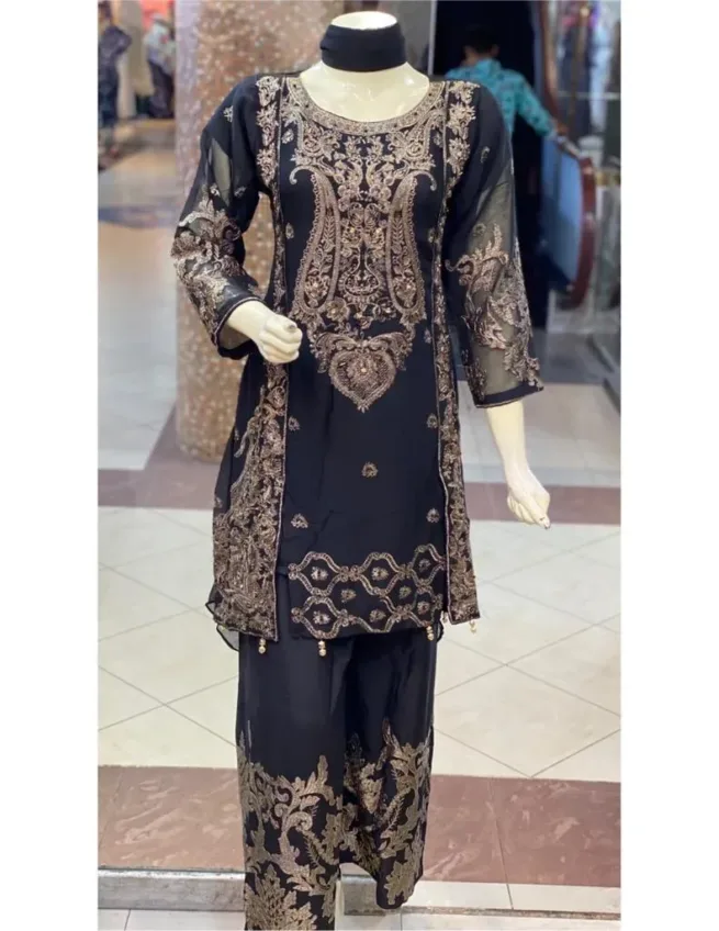 Pallazo Embroidered Tail Suit