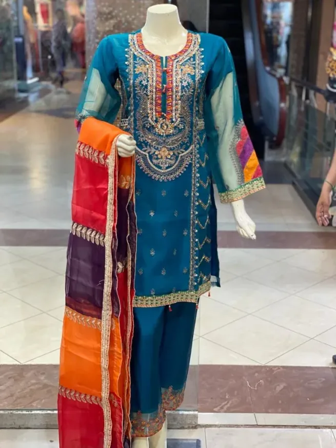 Embellished Organza Suit