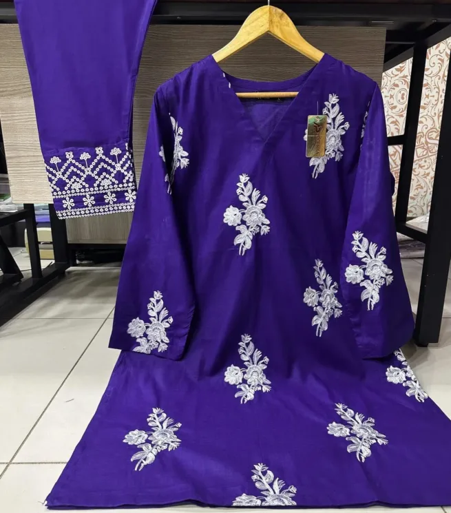Electric Blue Embroidered Lawn Suit