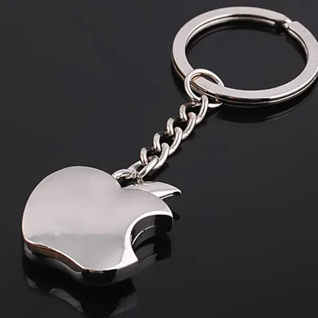 Apple Stainless Steel Look Keyring Keychain