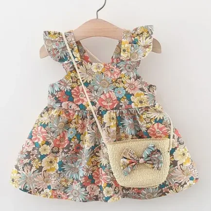 Baby Girls Printed Cotton Bag Dress