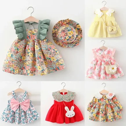Alternative view of Baby Girls Printed Cotton Bag Dress