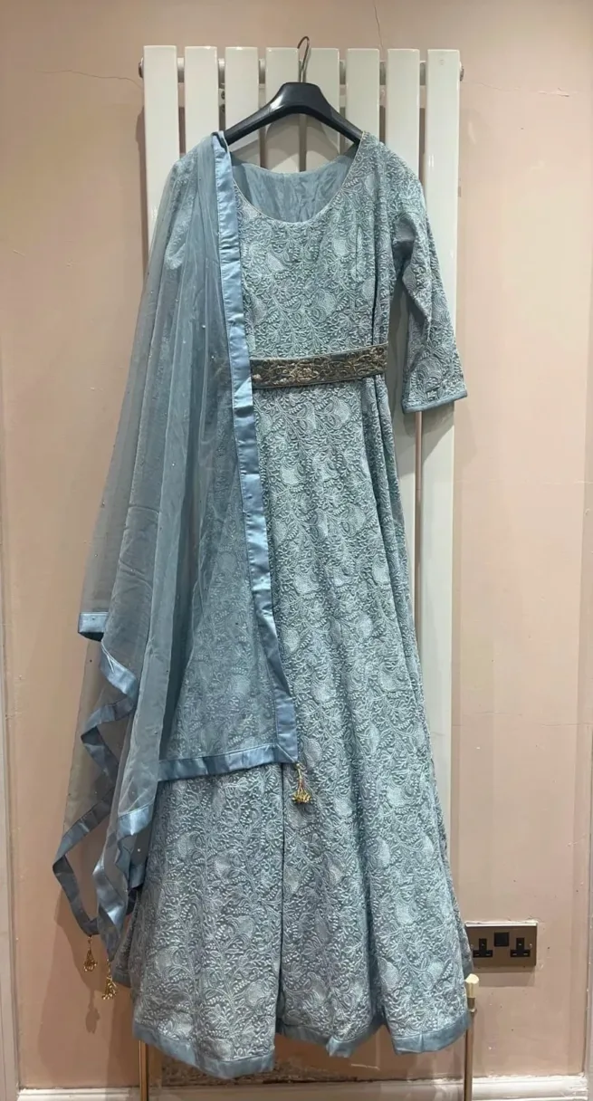 Anarkali Heavily Embroidered 3 Pc Net Dress
