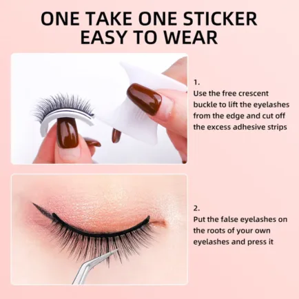 Alternative view of 1 Pair Reusable Self-adhesive False Eyelashes 3D Mink Lashes