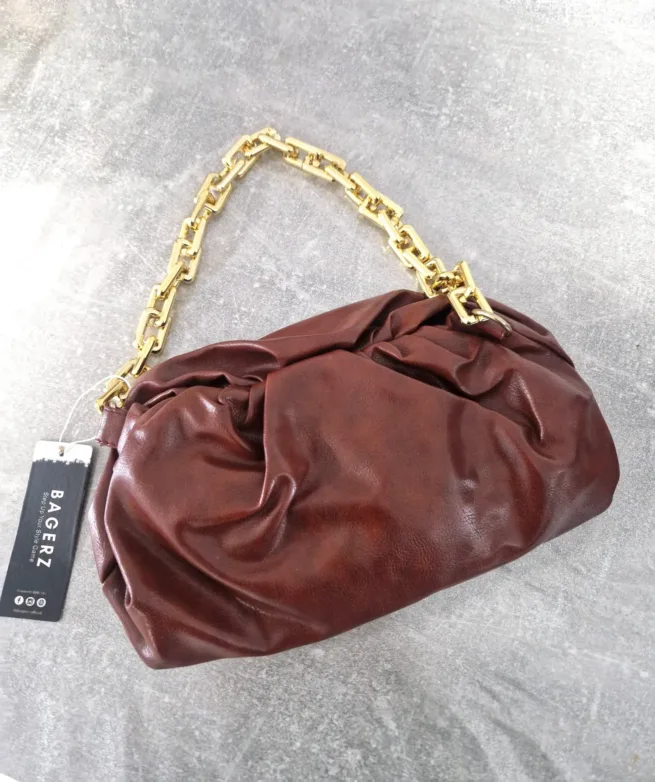 Ladies Tan Leather Saddle Handbag