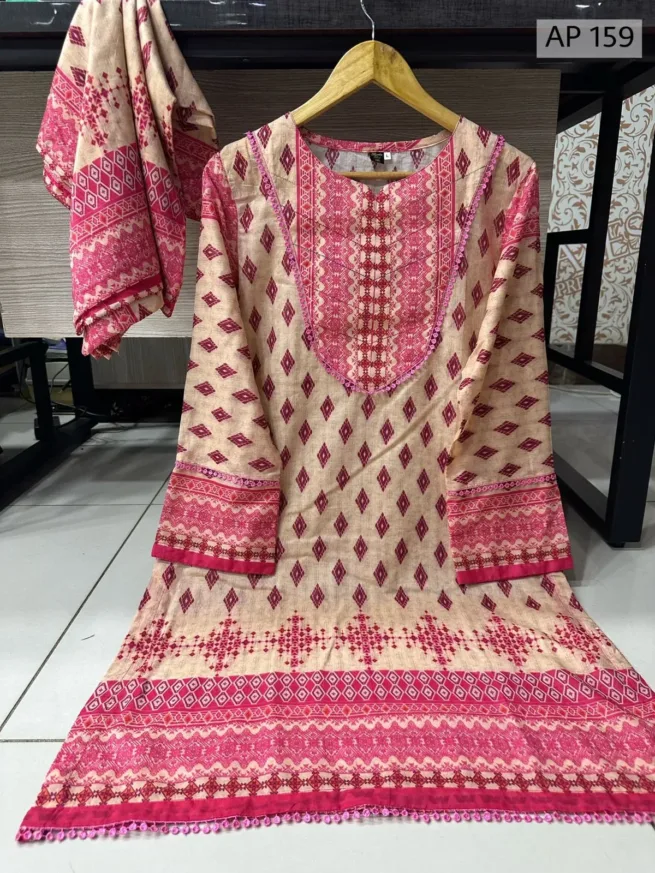 Blush Printed 2 Piece Kurti & Dupatta Set