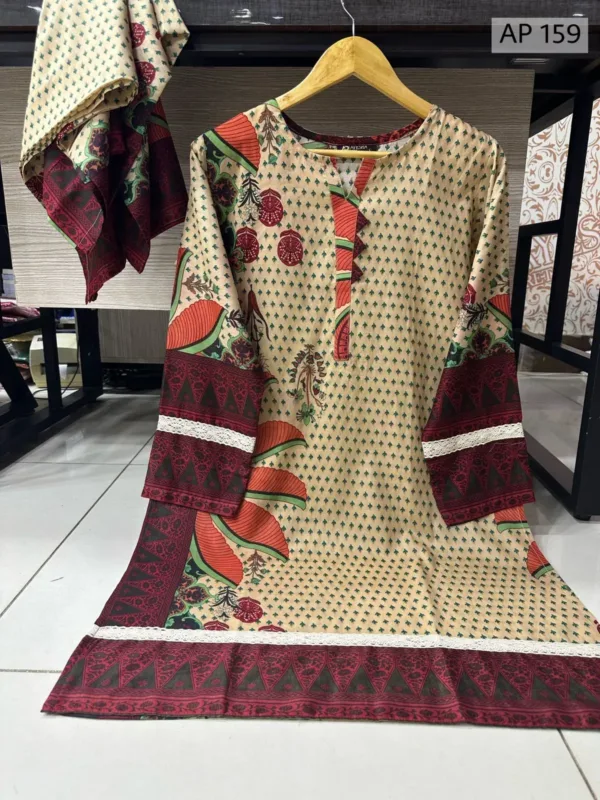 Beige Kurta & Dupatta 2 Piece Co ord Set