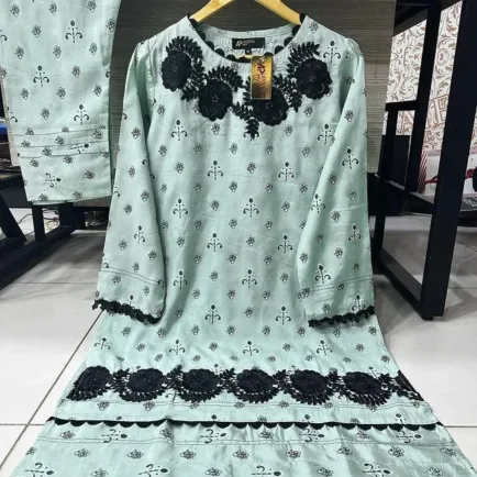 Two Piece Fancy Embroidered Viscose Suit
