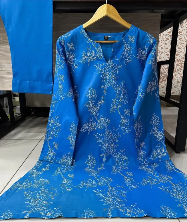Embroidered Cotton Trouser Suit