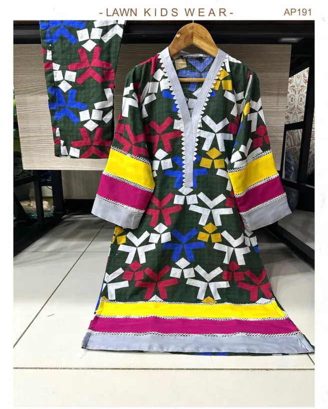 Girls Block Print Lawn Suit