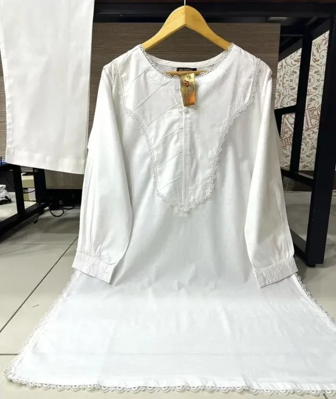 White Cotton 2 Piece Suit